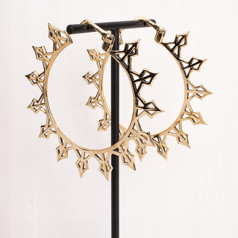 ORECCHINI CERCHIO SOLE CON PUNTE