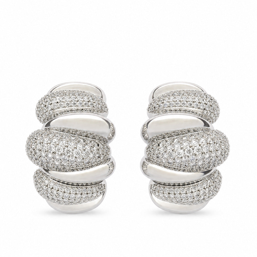 ORECCHINI A LOBO CON CLIP COMPOSTI FA FASCE LISCE E CON STRASS