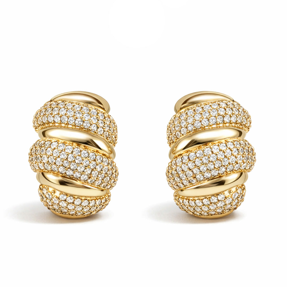 ORECCHINI A LOBO CON CLIP COMPOSTI FA FASCE LISCE E CON STRASS