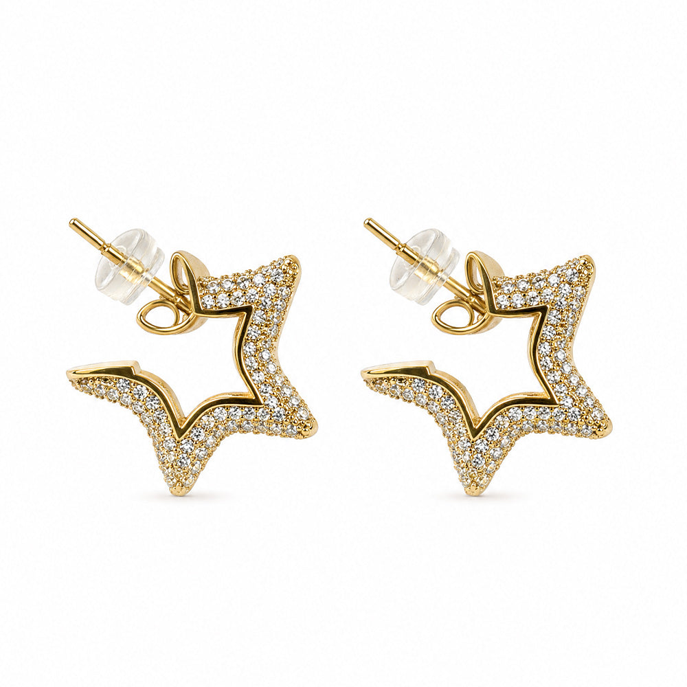 ORECCHINI A FORMA DI STELLA CON STRASS IN OTTONE