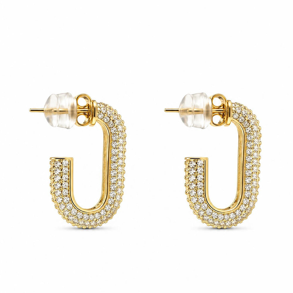 ORECCHINI A FORMA DI U CON STRASS