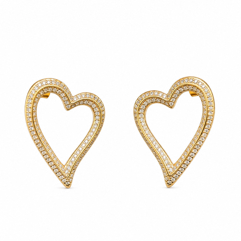ORECCHINI PENDENTI DALLA FORMA A CUORE CON STRASS
