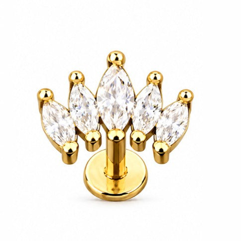ORECCHINO PIERCING CON STRASS FORMA RAGGI CORONA