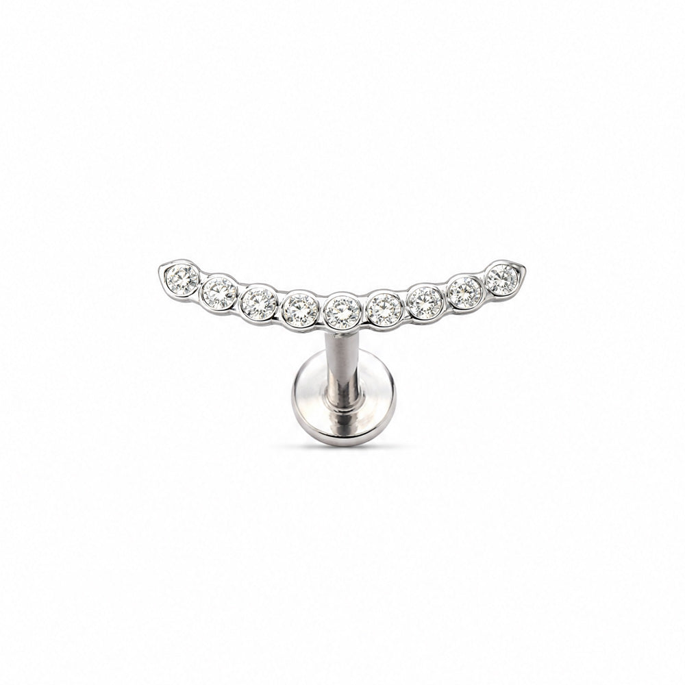 ORECCHINO PIERCING CON STRASS FORMA CURVA