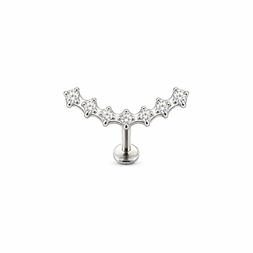 ORECCHINO PIERCING CON STRASS FORMA CURVA