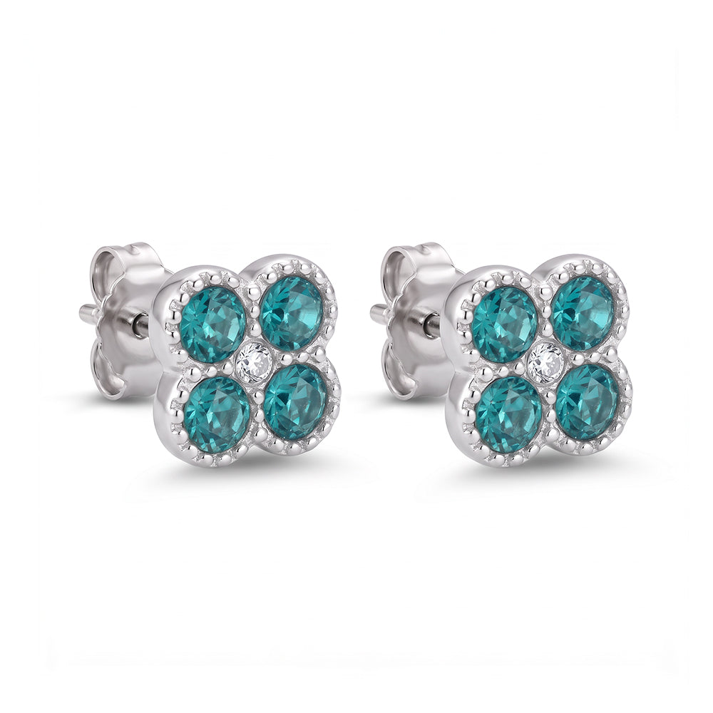ORECCHINI A LOBO A FORMA DI QUADRIFOGLIO CON STRASS COLORATI