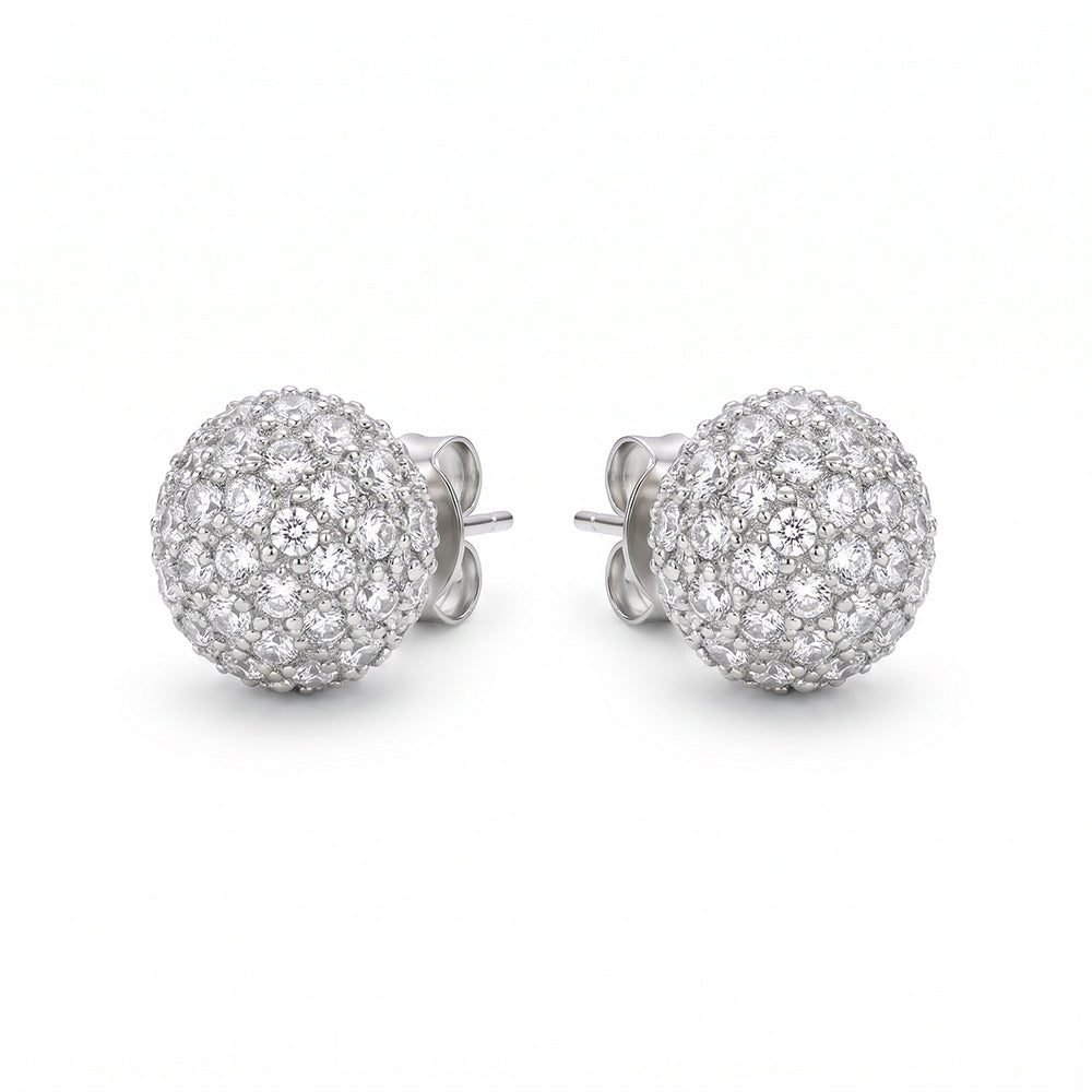 ORECCHINI A LOBO A SFERA CON STRASS CHIUSURA CON FARFALLA