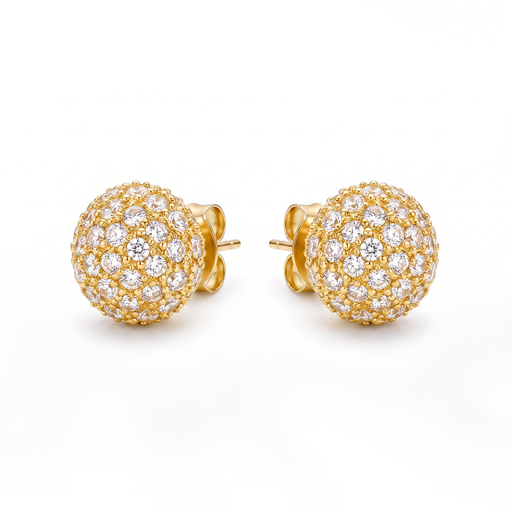 ORECCHINI A LOBO A SFERA CON STRASS CHIUSURA CON FARFALLA