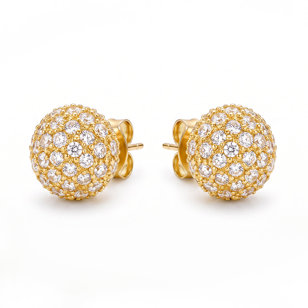ORECCHINI A LOBO A SFERA CON STRASS CHIUSURA CON FARFALLA