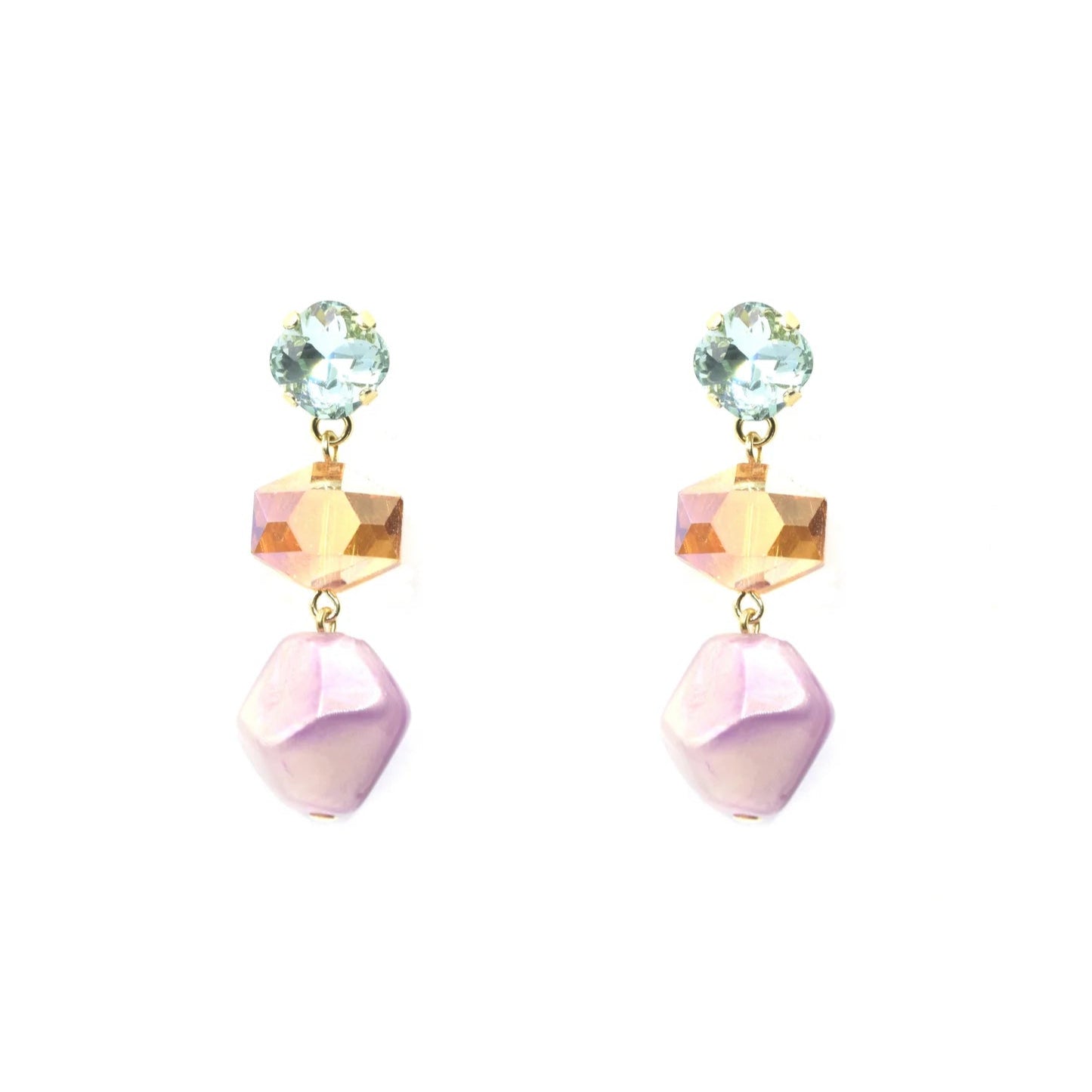 ORECCHINI PENDENTI CON CRISTALLI COLORATI