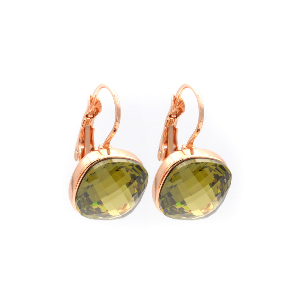 ORECCHINI PENDENTI CON PIETRA CENTRALE E CHIUSURA A MONACHELLA