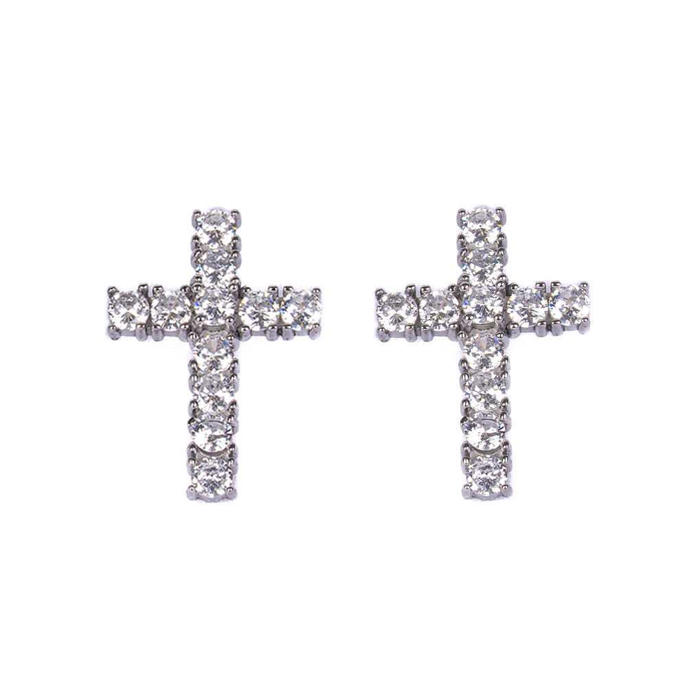 CROSS DANGLING EARRINGS WITH RHINESTONE