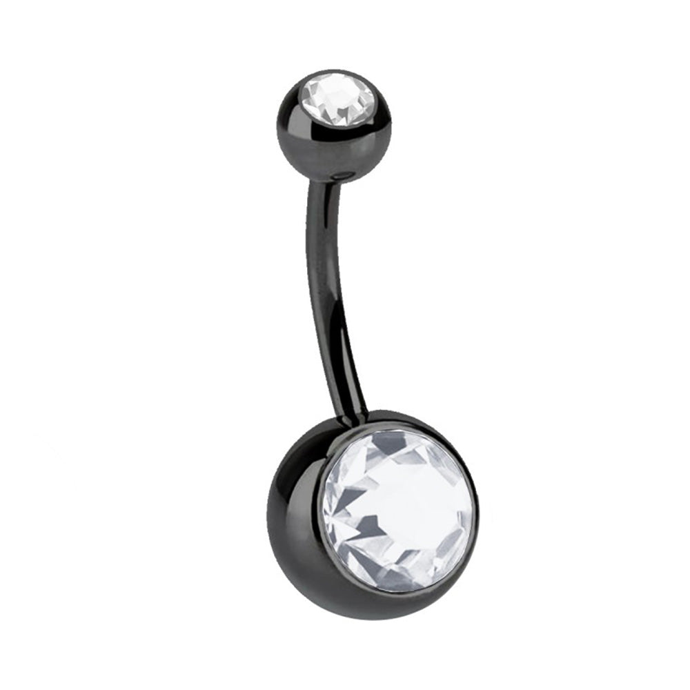 PIERCING BANANA NAVEL OMBELICO CON DOPPIO CRISTALLO