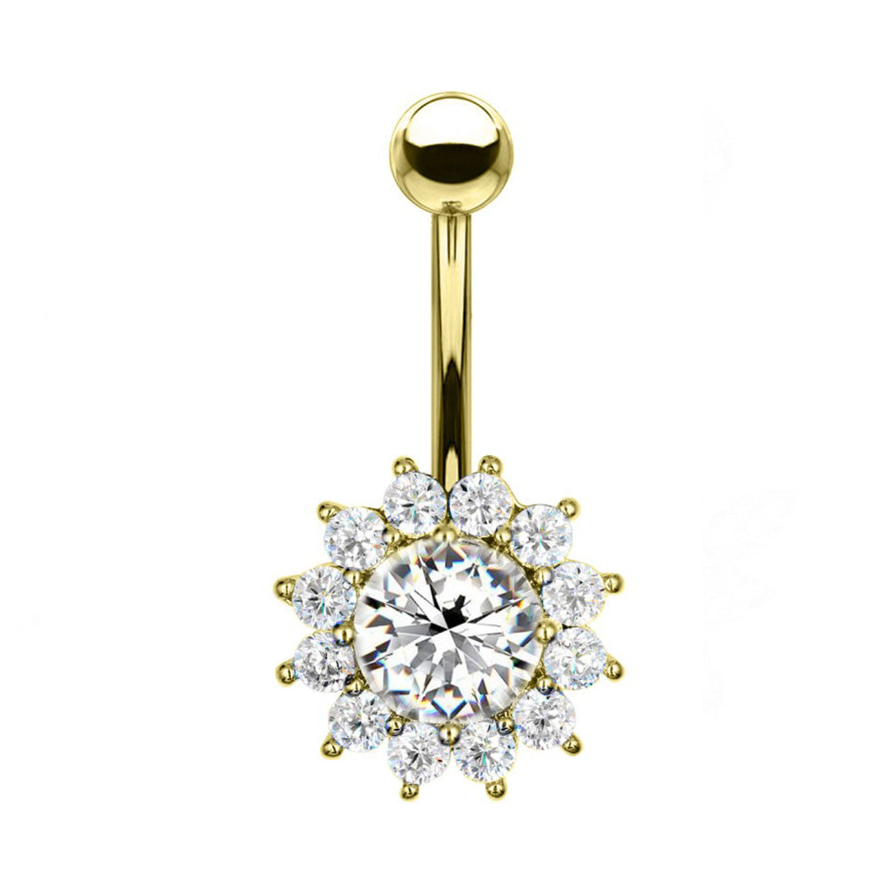 PIERCING BANANA NAVEL OMBELICO CON CRISTALLI A SOLE