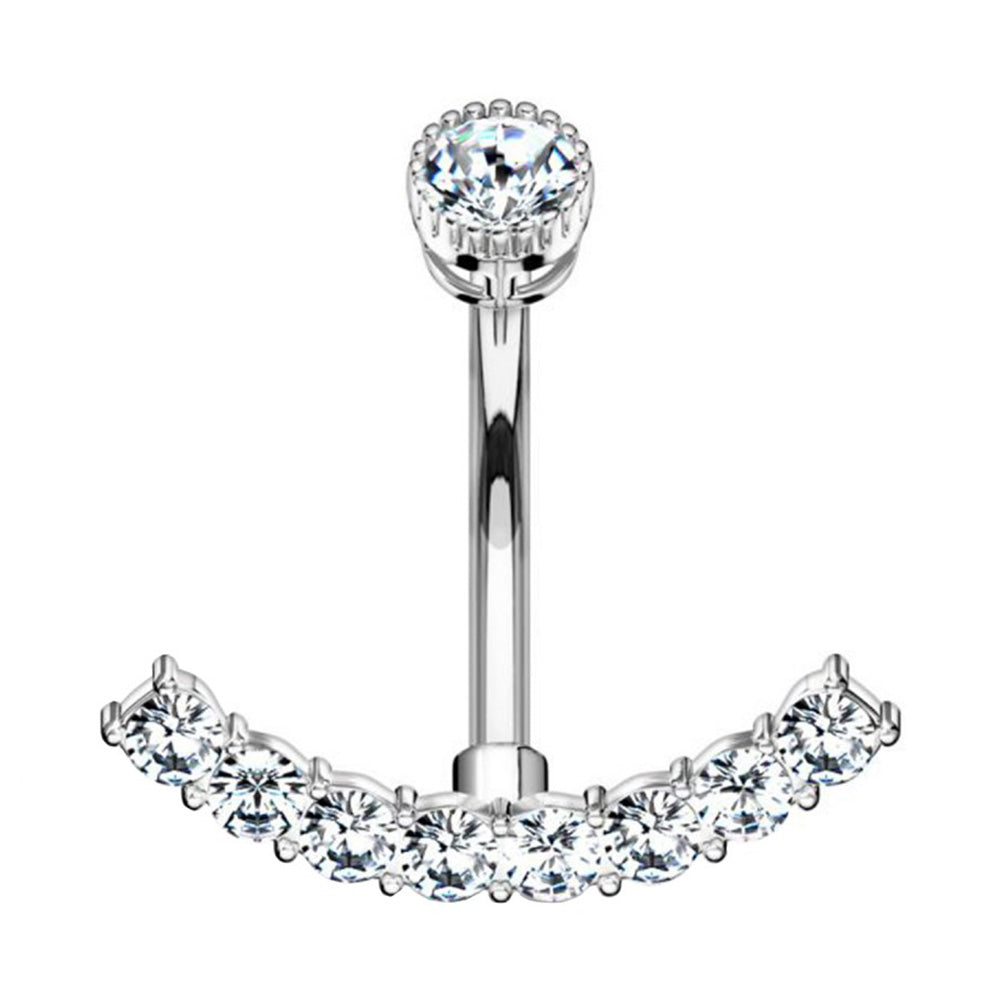 PIERCING BANANA NAVEL OMBELICO CON CRISTALLO AD ARCO