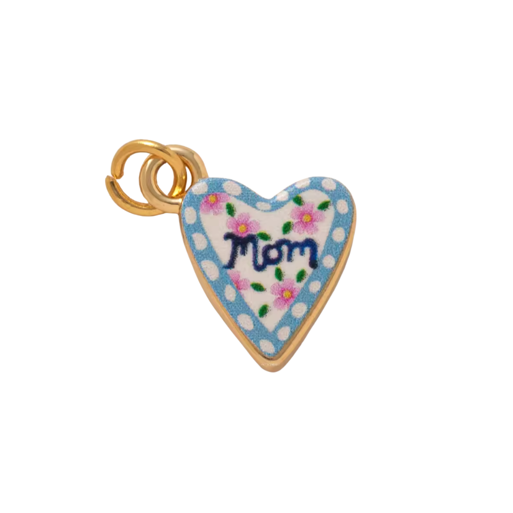 CHARM LOVE MOM SMALTATO IN ACCIAIO PLACCATO ORO