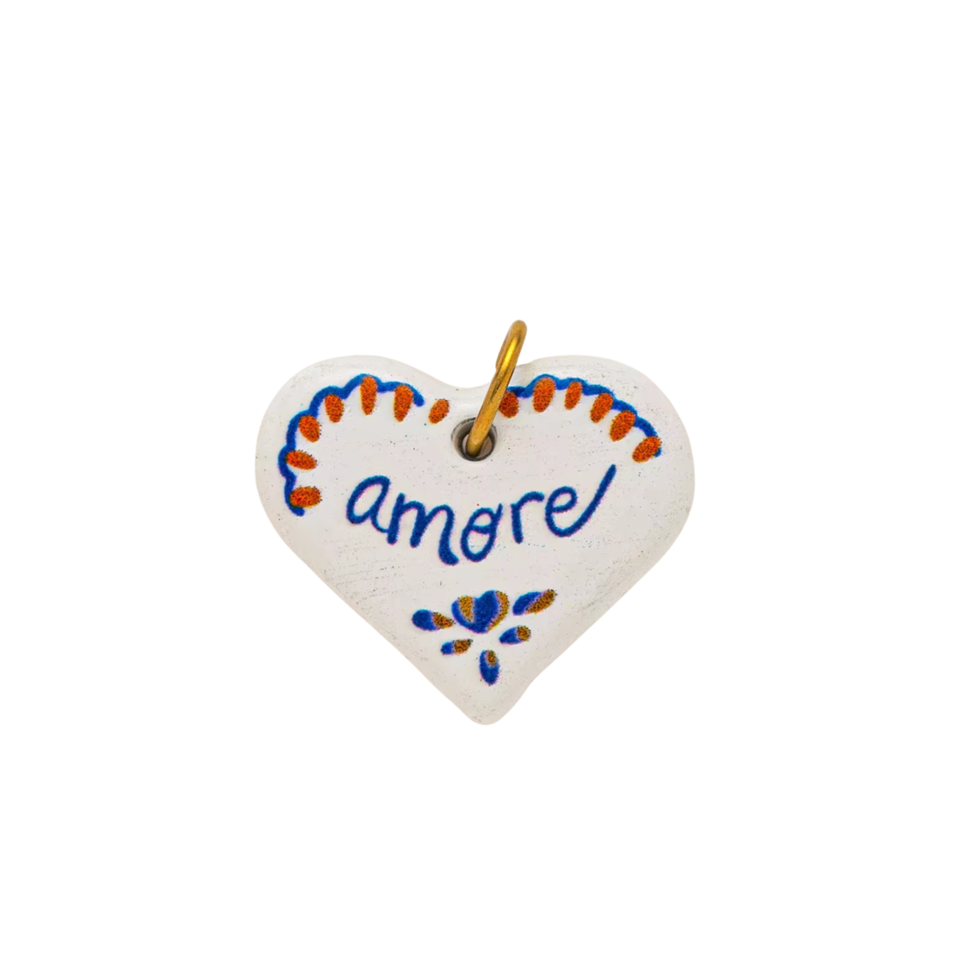 CHARM CUORE SCRITTA AMORE SMALTATO IN ACCIAIO PLACCATO ORO