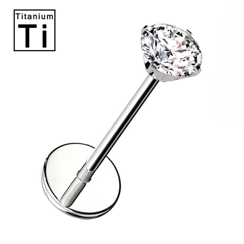 Piercing Labbro con Cristallo Rotondo-Push in