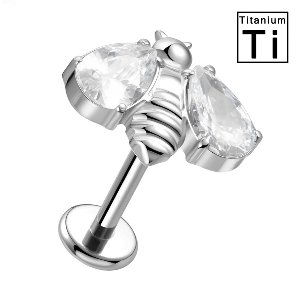 BEE-SHAPED TITANIUM LABRET PIERCING
