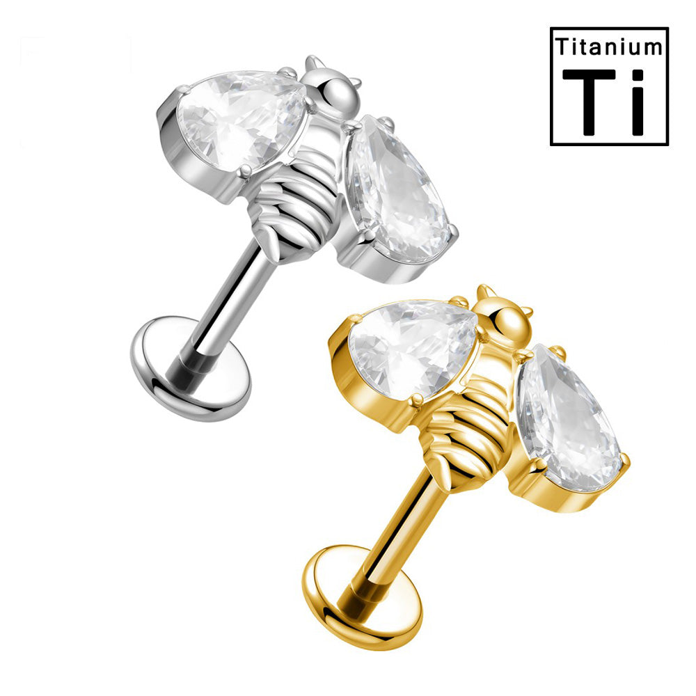 BEE-SHAPED TITANIUM LABRET PIERCING