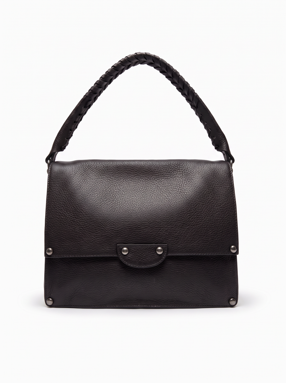 BORSA A MANO CON TRACOLLA BORCHIE TONDE E MANICO CUCITO A SPAGO