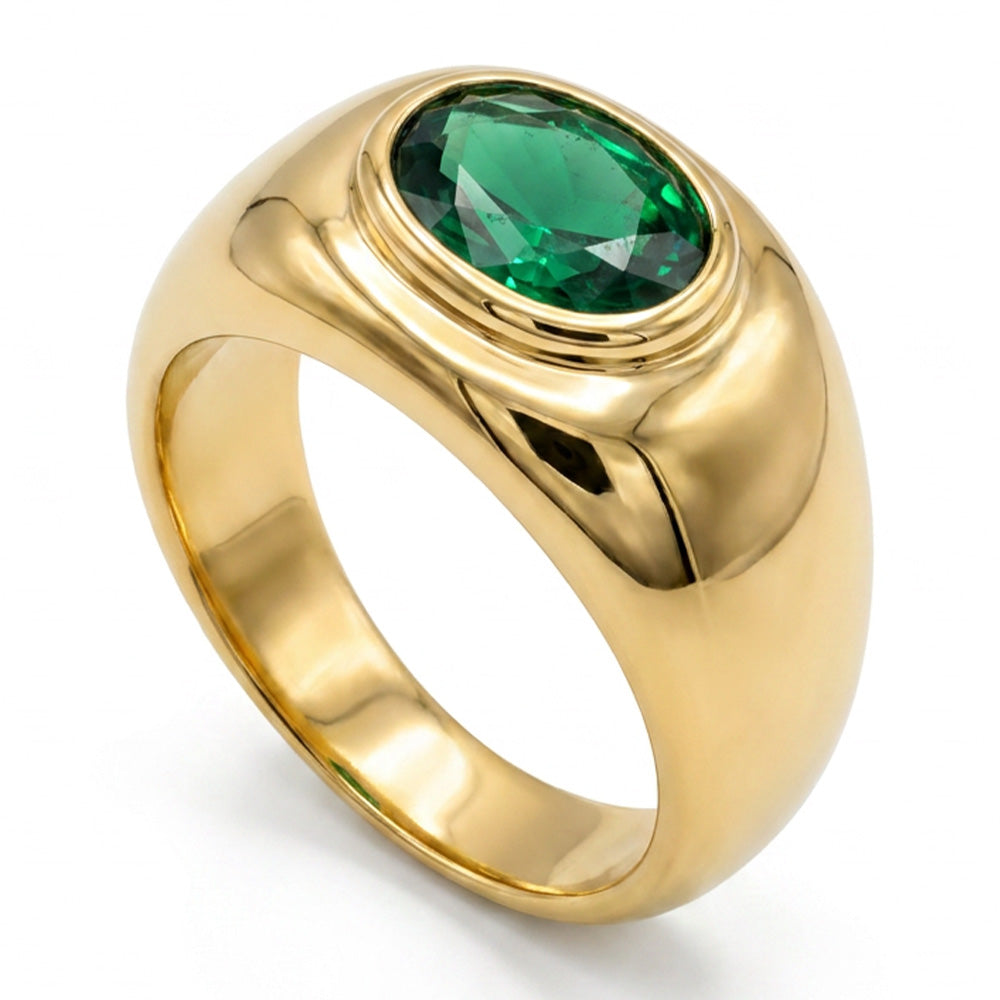ANELLO CON PIETRA OVALE E STRASS LATERALI