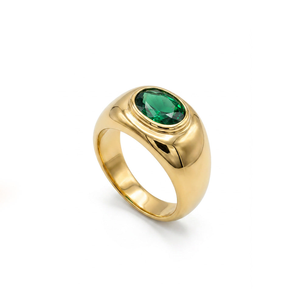 ANELLO CON PIETRA OVALE E STRASS LATERALI