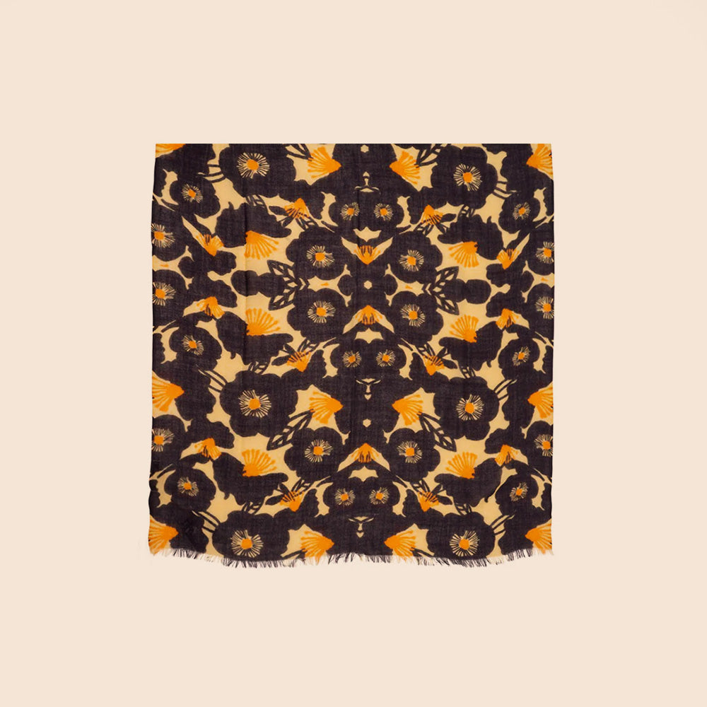 SCIARPA PESANTE IN LANA CON FIORI