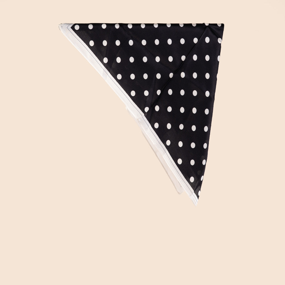 SCIARPA FOULARD DA COLLO IN SETA A POIS CON CORNICE A CONTRASTO
