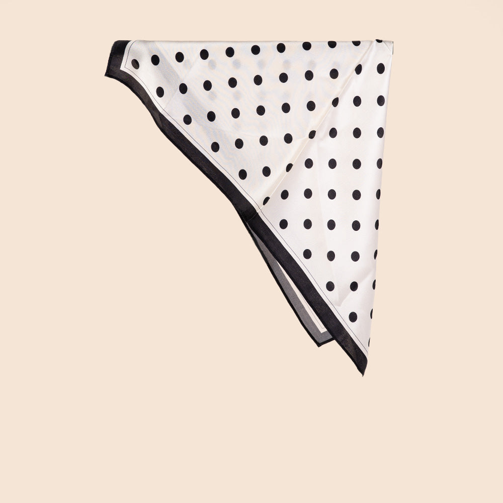 SCIARPA FOULARD DA COLLO IN SETA A POIS CON CORNICE A CONTRASTO