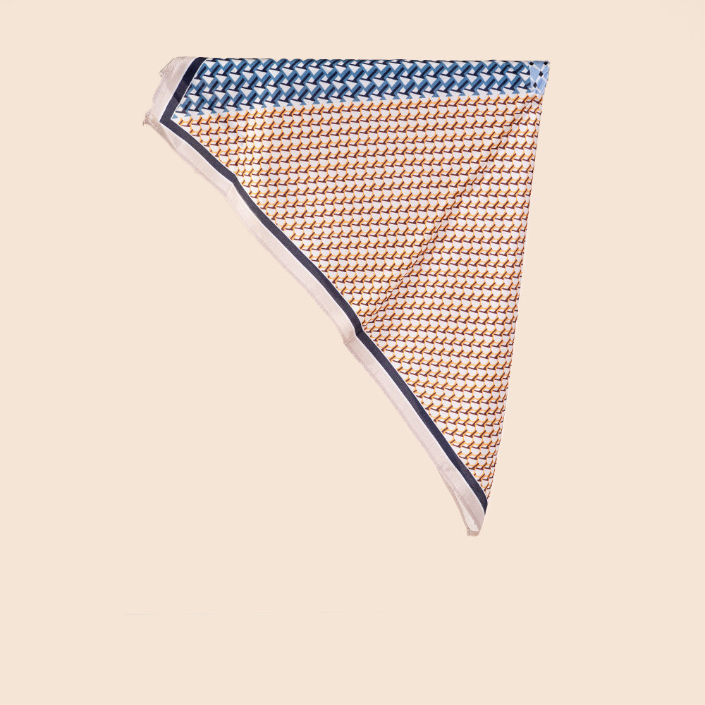 SCIARPA FOULARD DA COLLO CON MICROFANTASIA A CONTRASTO