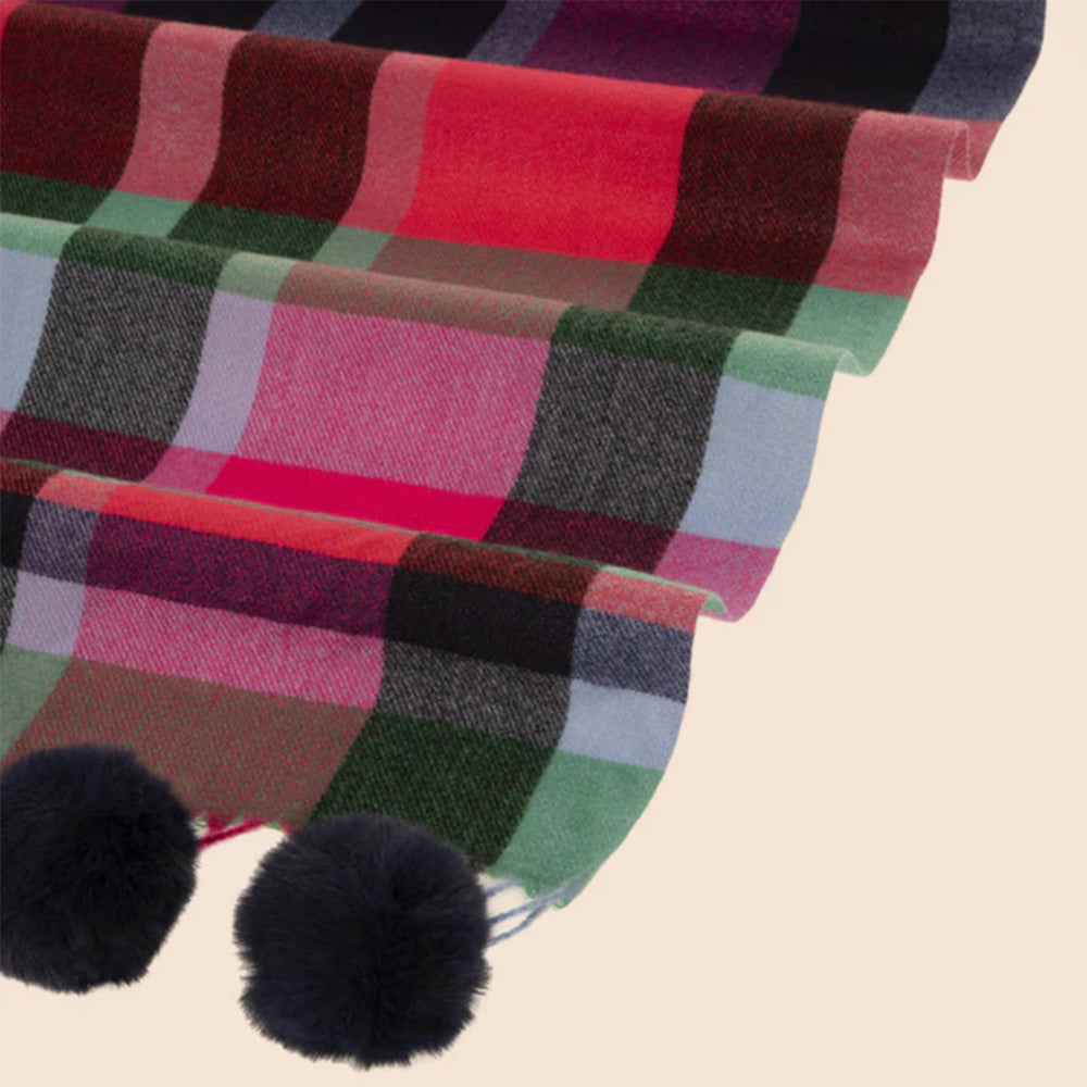 SCIARPA A QUADRI CON PON PON