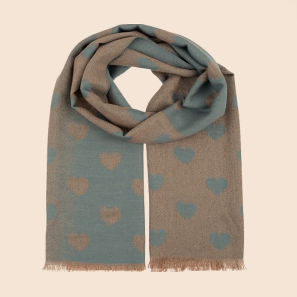 SCIARPA CON CUORI A COLORI INVERTITI CON FILO LAMINATO