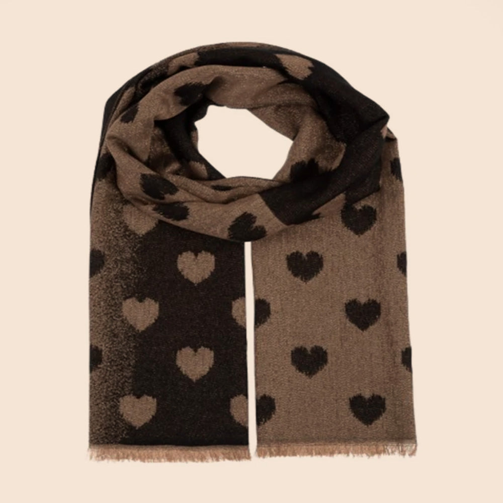 SCIARPA CON CUORI A COLORI INVERTITI CON FILO LAMINATO