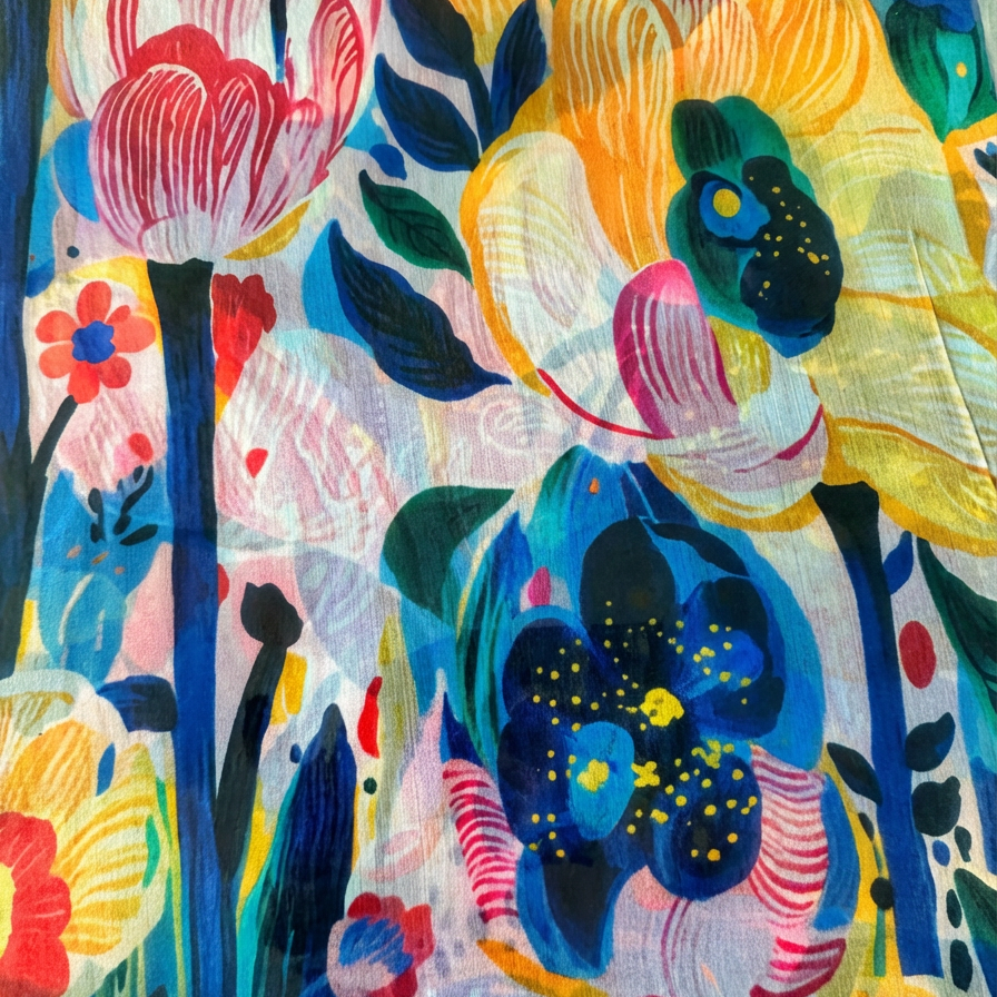 SCIARPA FOULARD IN SETA GRANDE CON FIORI