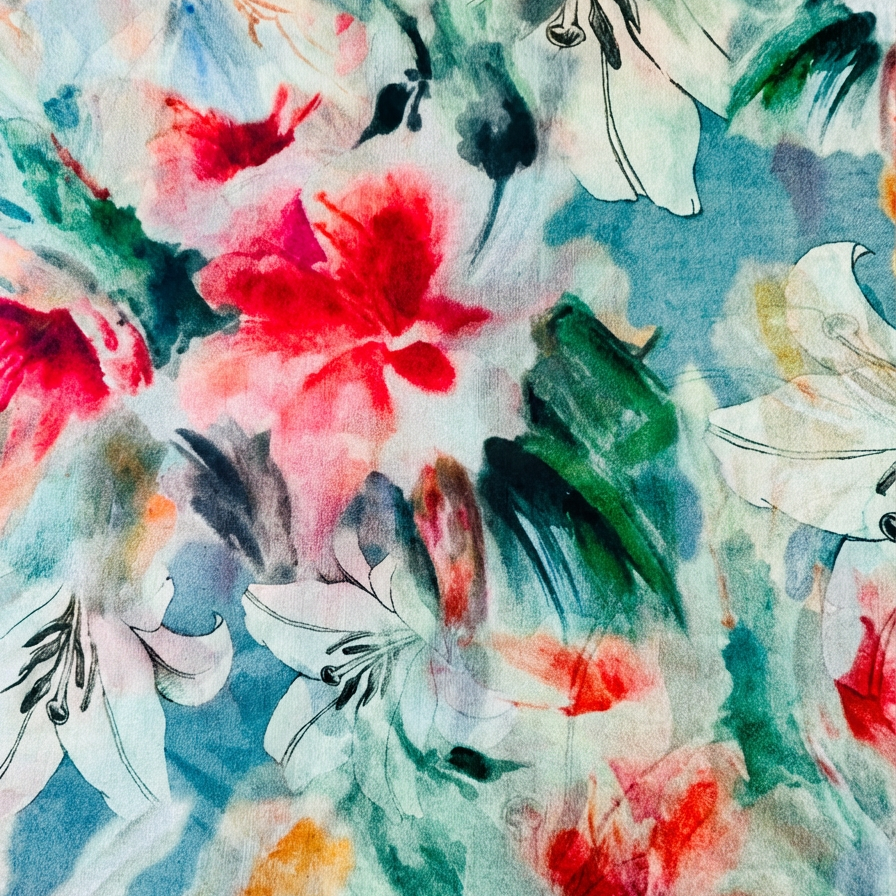 SCIARPA FOULARD IN SETA GRANDE CON FIORI A SFONDO VERDE ACQUA