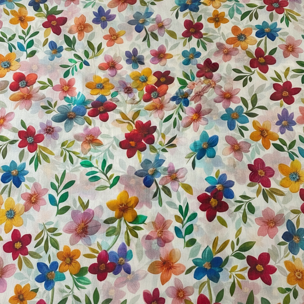 SCIARPA FOULARD IN SETA GRANDE CON FIORELLINI COLORATI