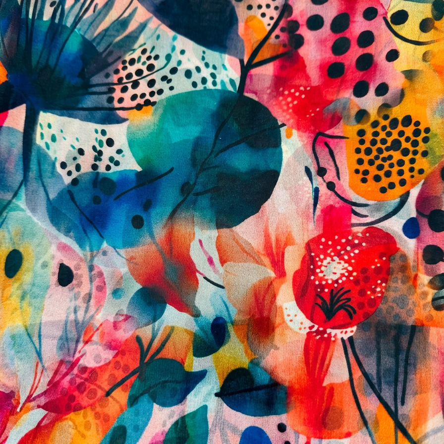 SCIARPA FOULARD IN SETA GRANDE CON FANTASIA ASTRATTA