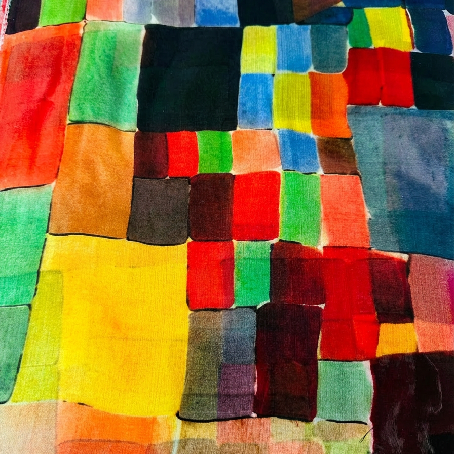 SCIARPA FOULARD IN SETA GRANDE CON PATTERN GEOMETRICO COLORATO