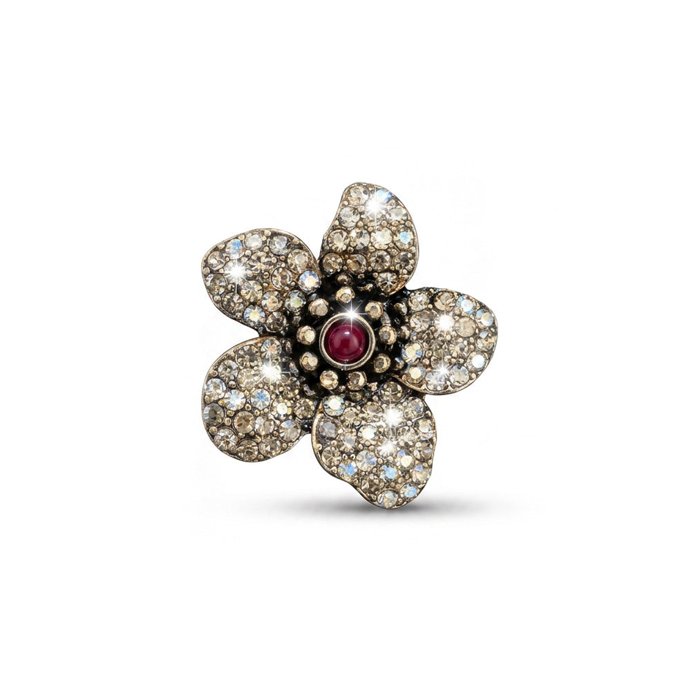 SPILLA A FORMA DI FIORE CON PETALI RICOPERTI DI STRASS