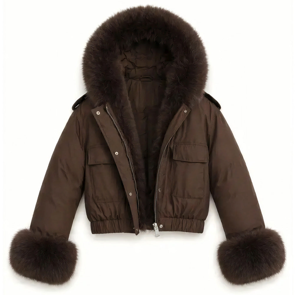 GIACCA CON CAPPUCCIO E MANICHE IN ECO FUR