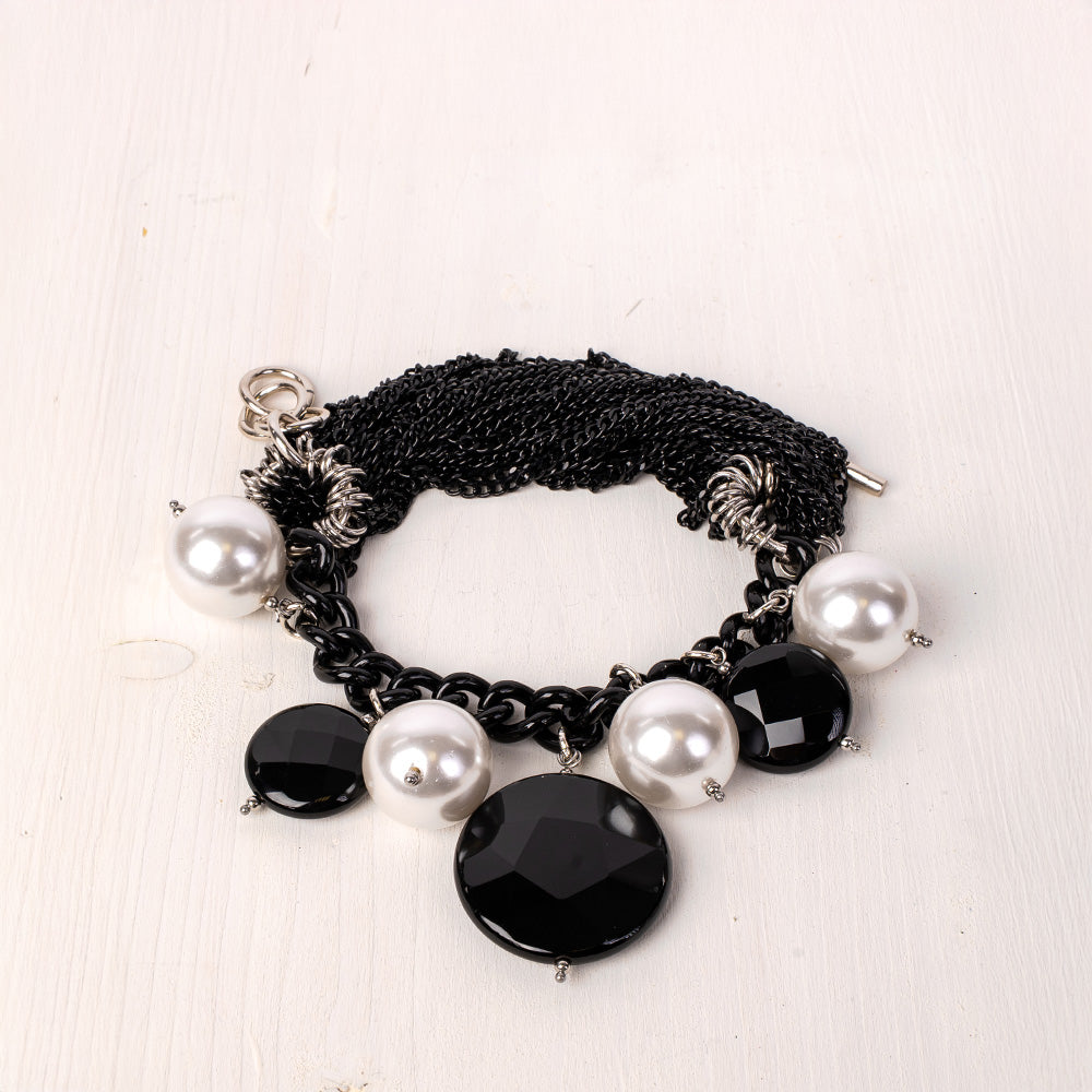 BRACCIALE MORDIBO MULTIFILO CON ONICE E PERLE PENDENTI