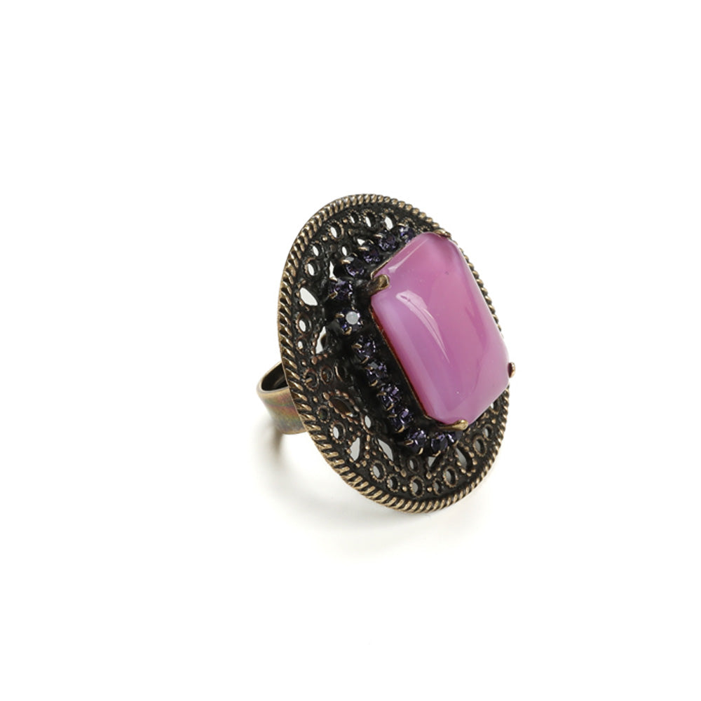 ANELLO REGOLABILE ROTONDO CON PIETRA RETTANGOLARE