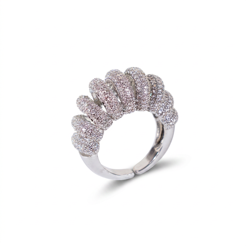 ANELLO CON BOMBATURE RICURVE CON STRASS