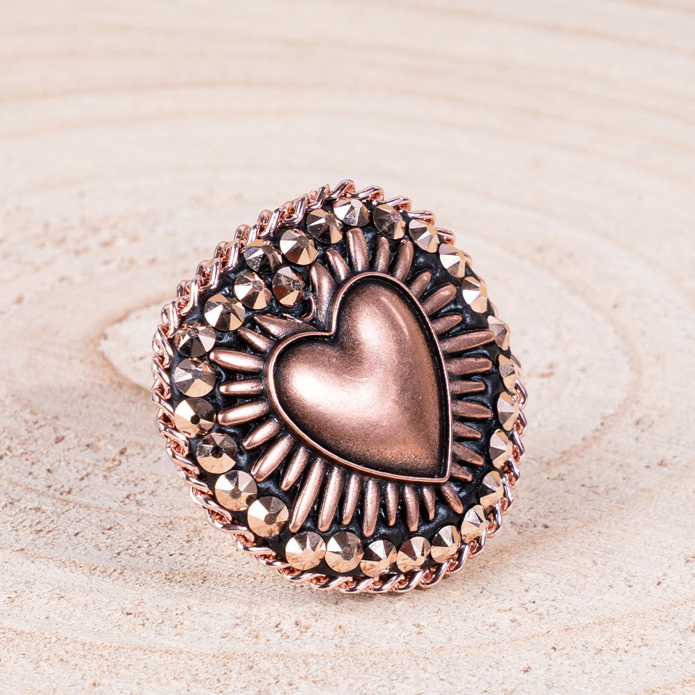 ANELLO REGOLABILE A CUORE CON CRISTALLI E CATENE