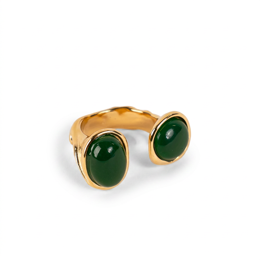 ANELLO APERTO CON DOPPIA PIETRA NATURALE