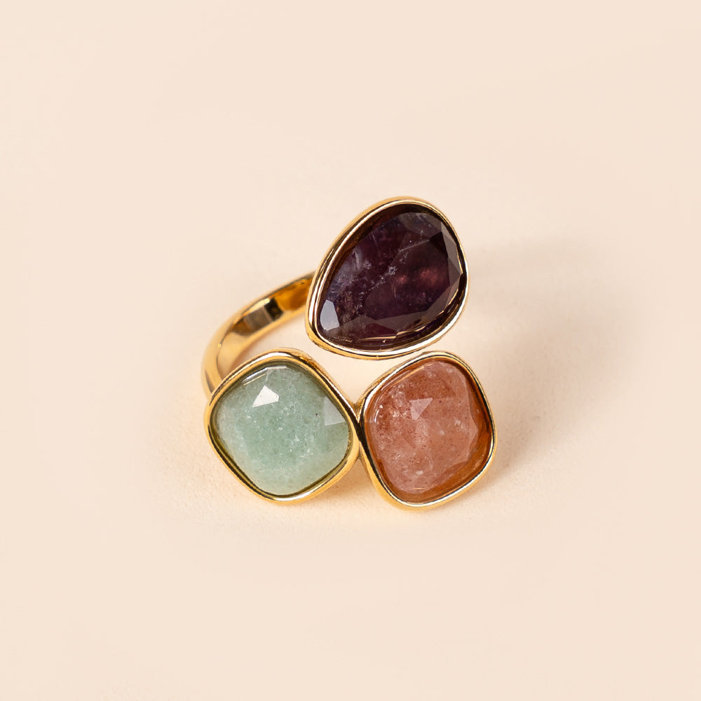 ANELLO CON TRE PIETRE COLORATE