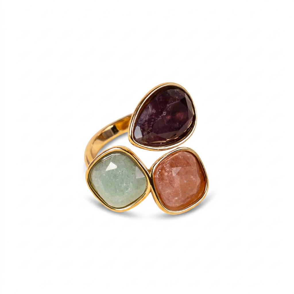 ANELLO CON TRE PIETRE COLORATE