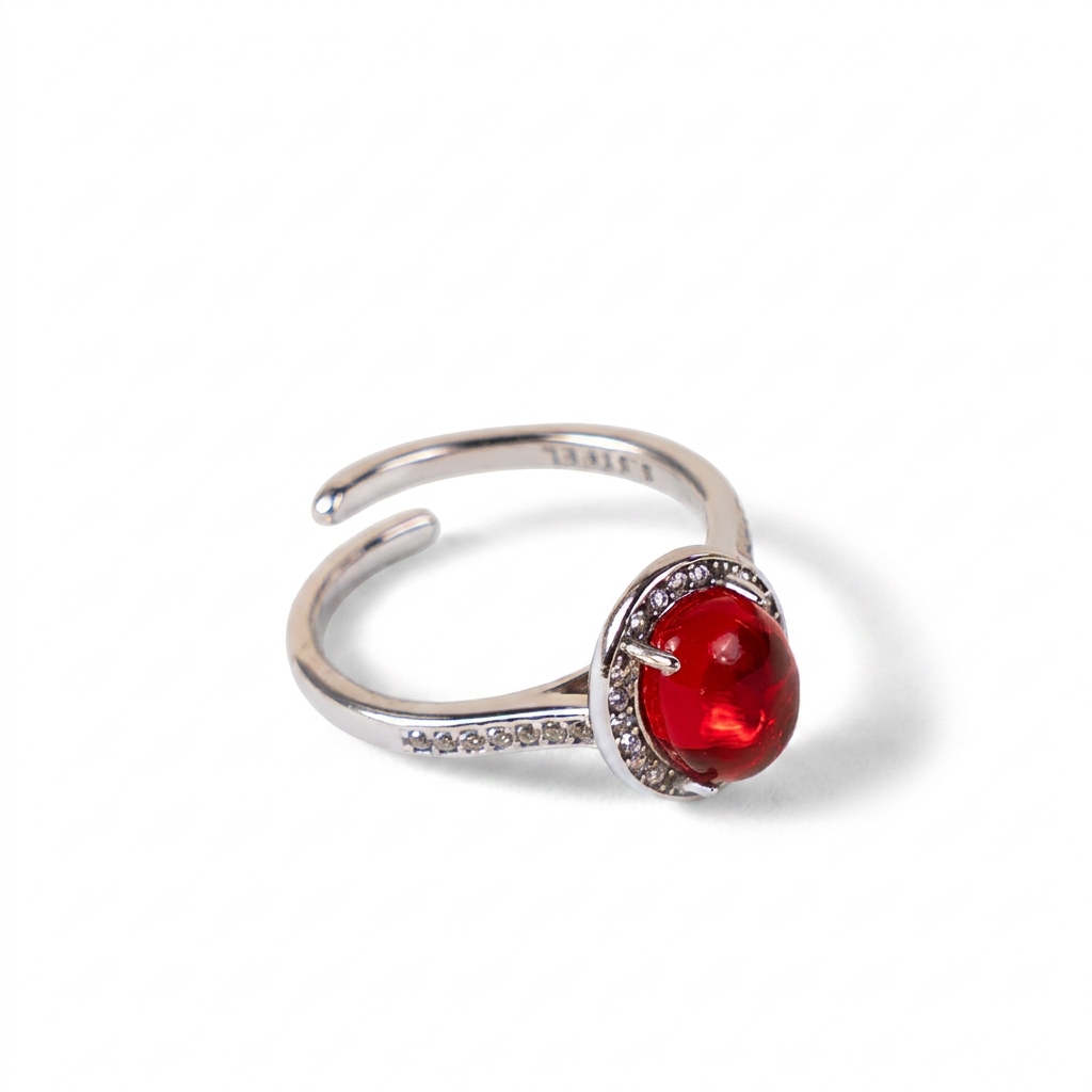 ANELLO REGOLABILE CON PIETRA CENTRALE E STRASS