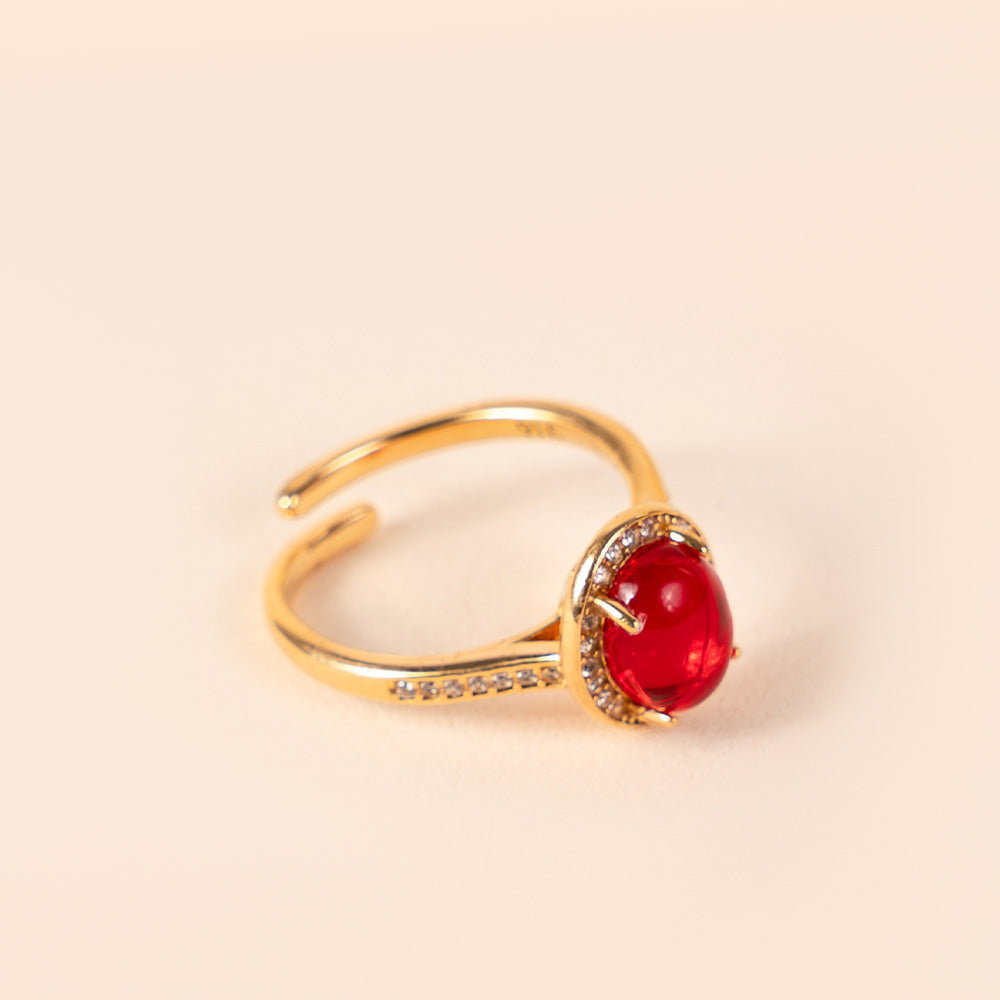 ANELLO REGOLABILE CON PIETRA CENTRALE E STRASS